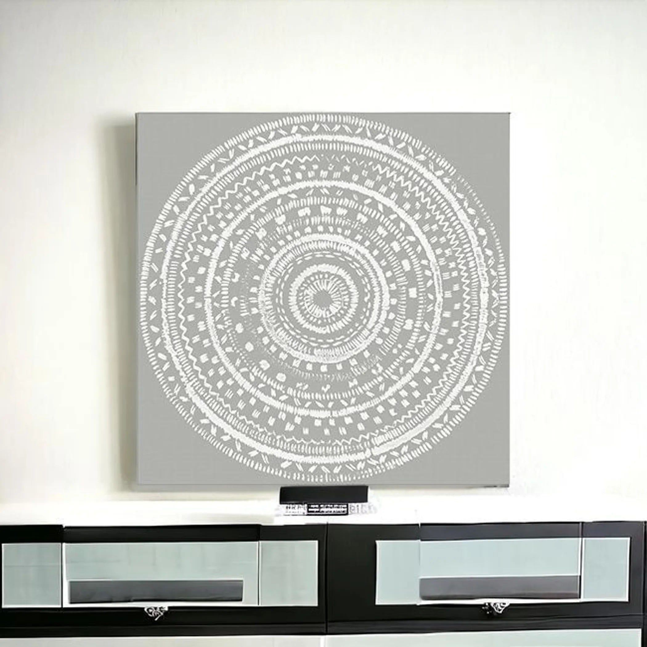 Boho White Mandala Unframed Print Wall Art — view 2