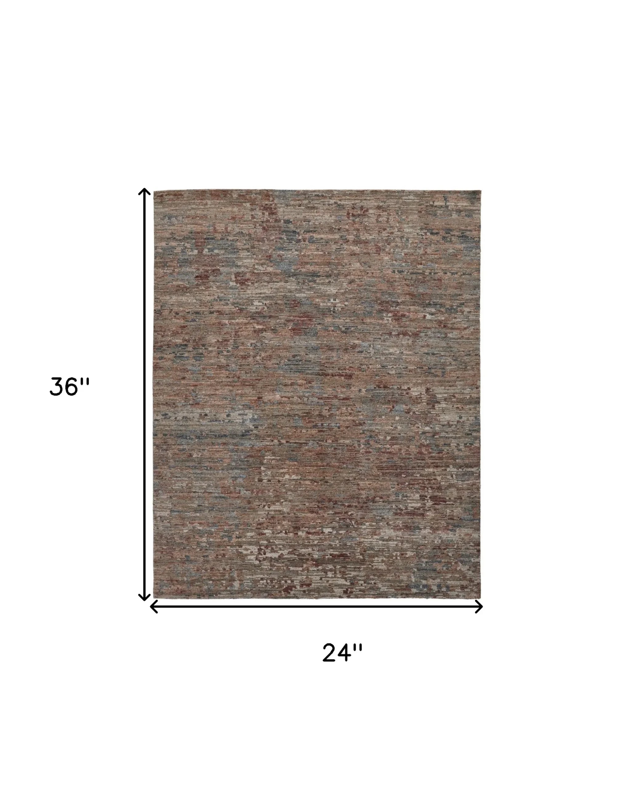 2′ X 3′ Blue and Red Wool Abstract Hand Knotted Area Rug — view 3