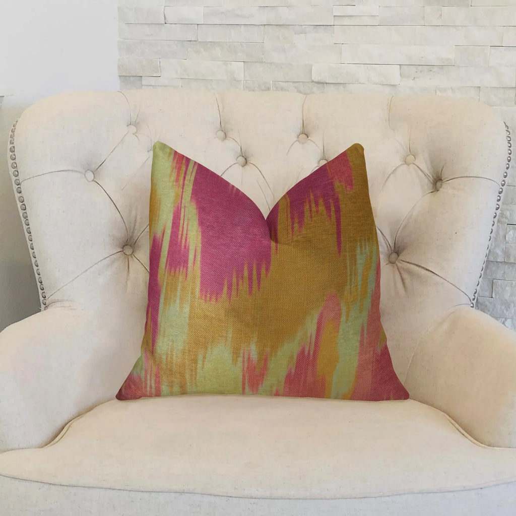 Plutus Electra Magenta Orange and Cream Handmade Luxury Pillow — view 2