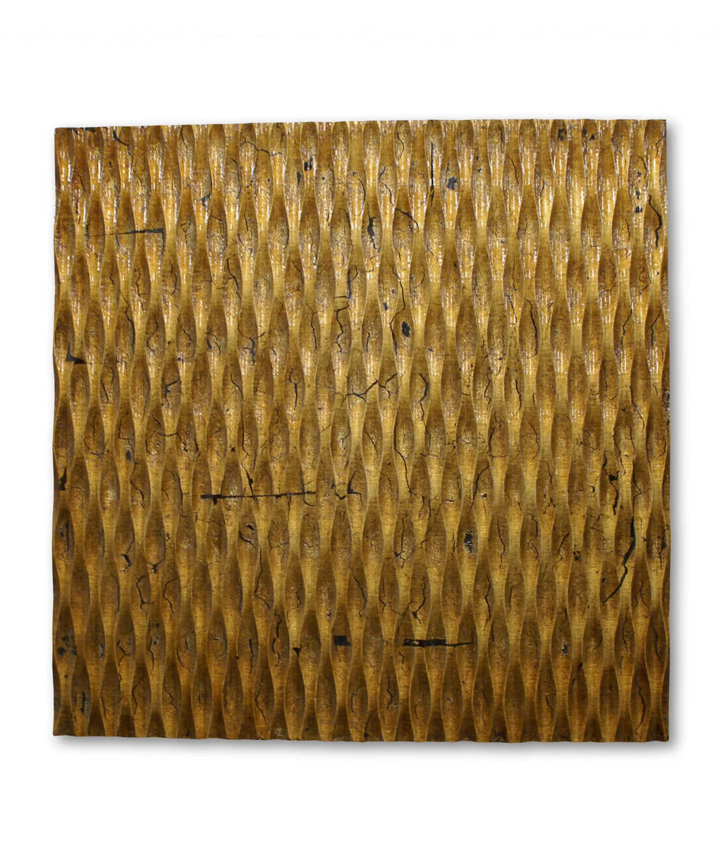 1 x 24 x 24 Gold Metallic Ridge – Wall Art Wood Wall Art