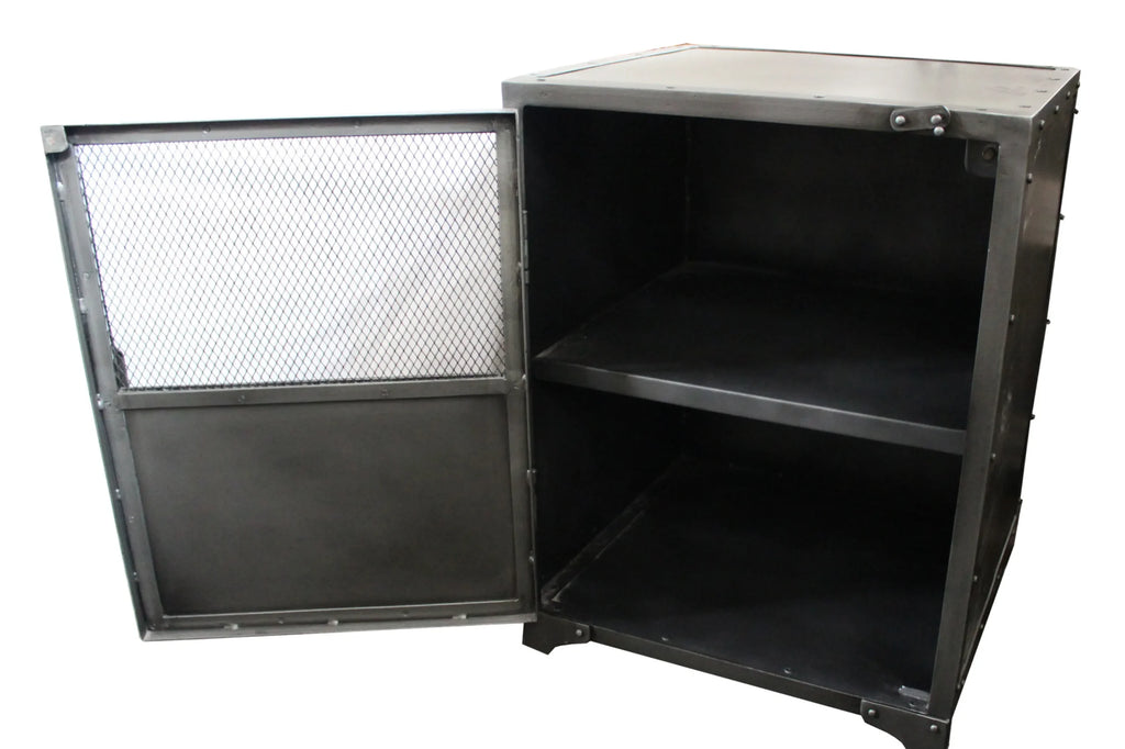 20″ Silver Metal Accent Cabinet With Two Shelves — view 3