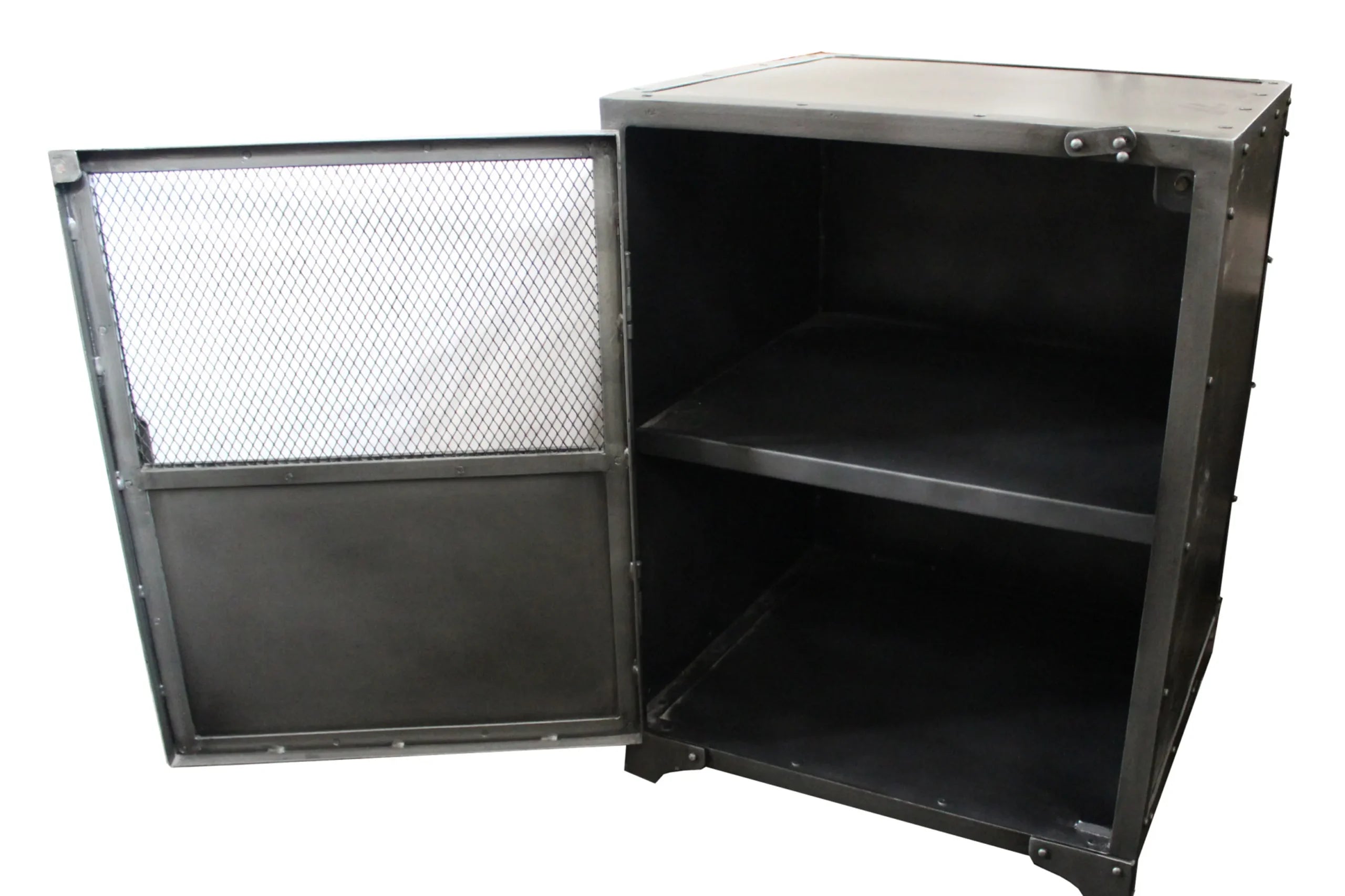 20″ Silver Metal Accent Cabinet With Two Shelves — view 3
