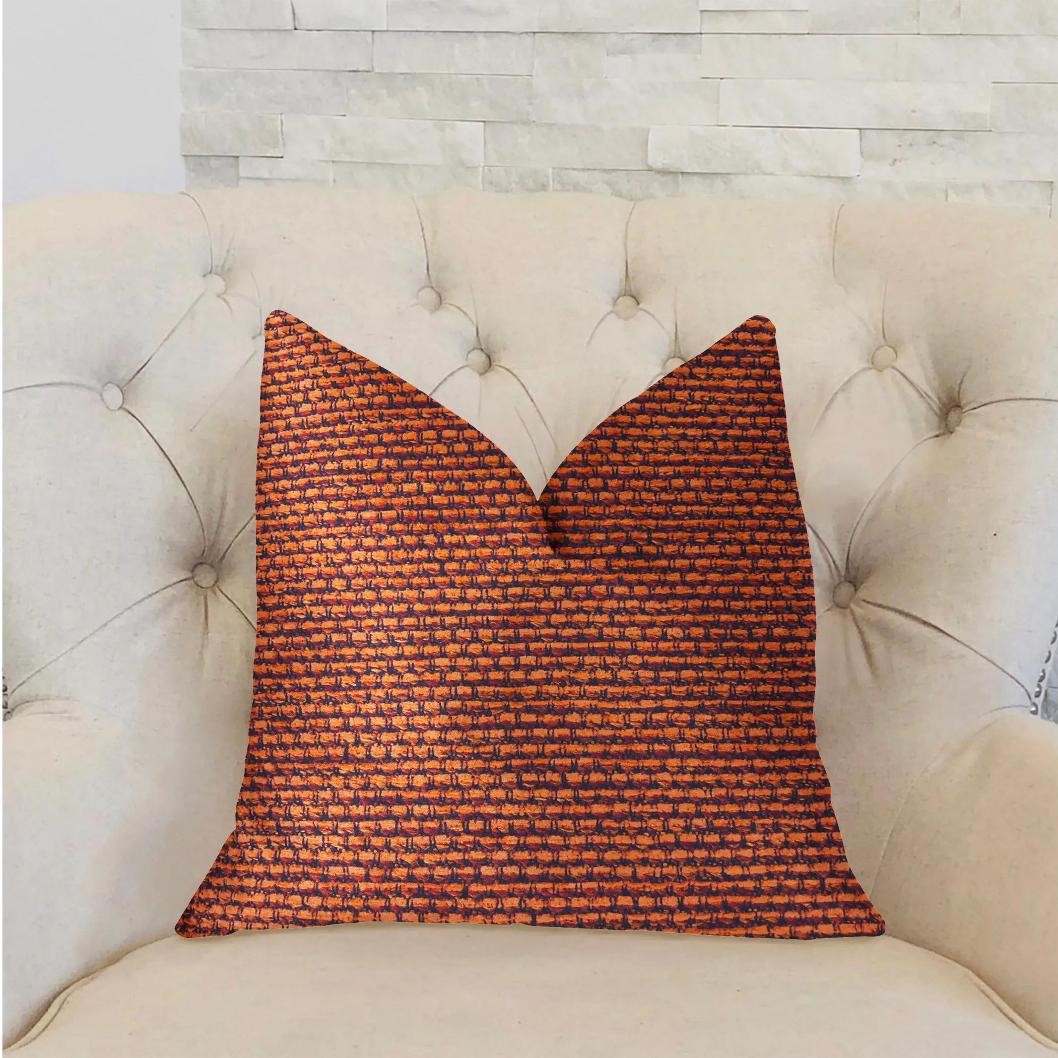 Plutus Roseate Orange Luxury Throw Pillow — view 2