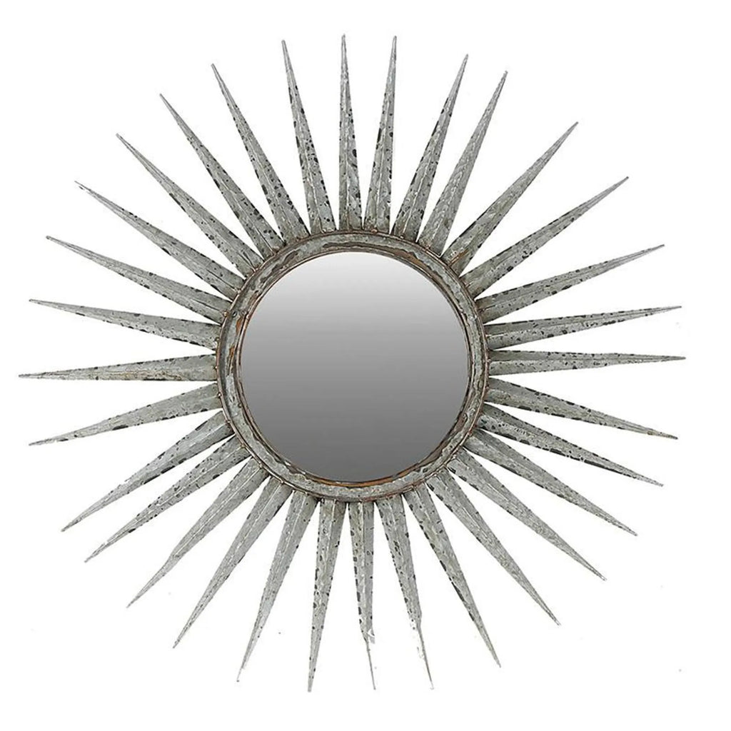 30″ Antiqued Silver Gray Sunburst Wall Mounted Accent Mirror — view 3