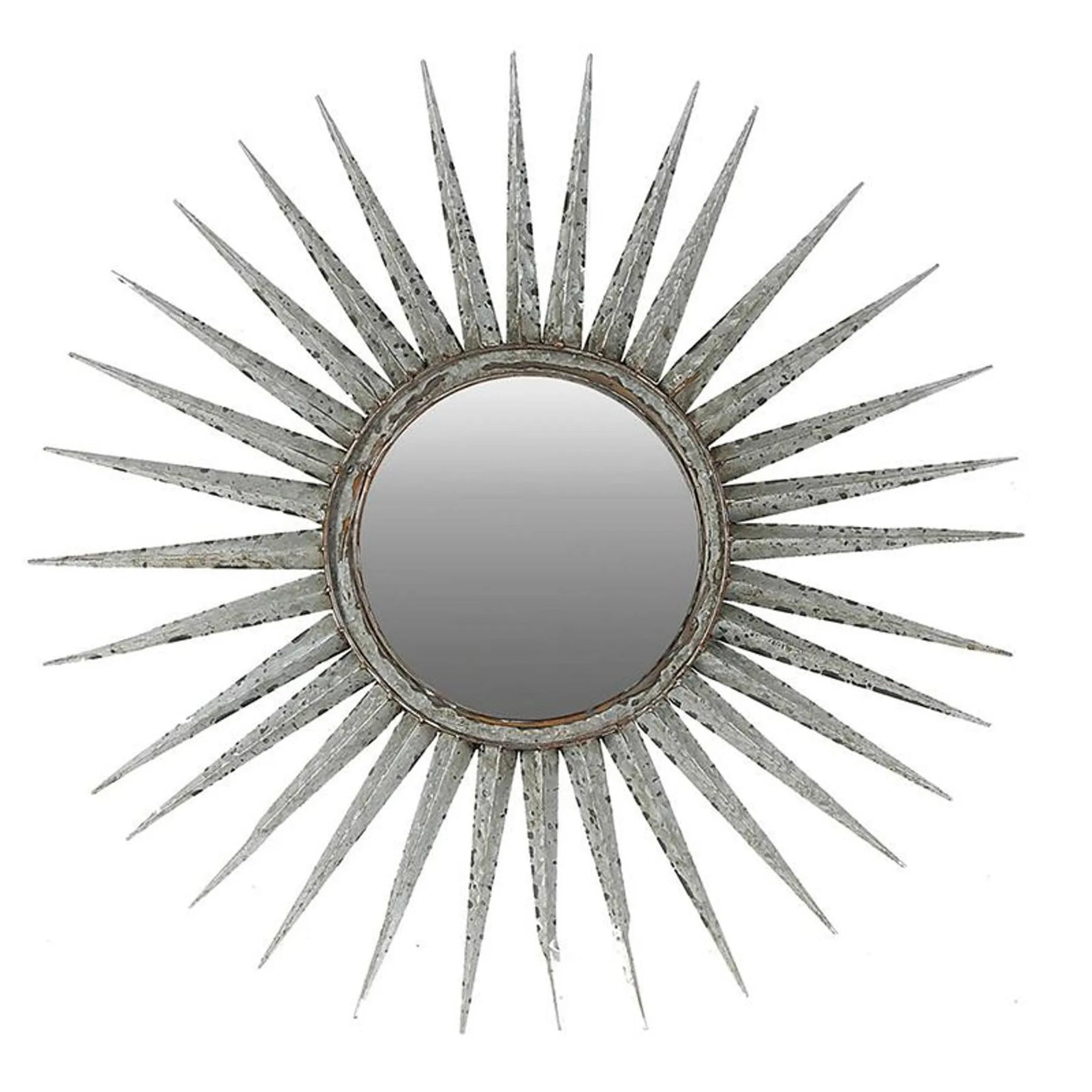 30″ Antiqued Silver Gray Sunburst Wall Mounted Accent Mirror — view 3