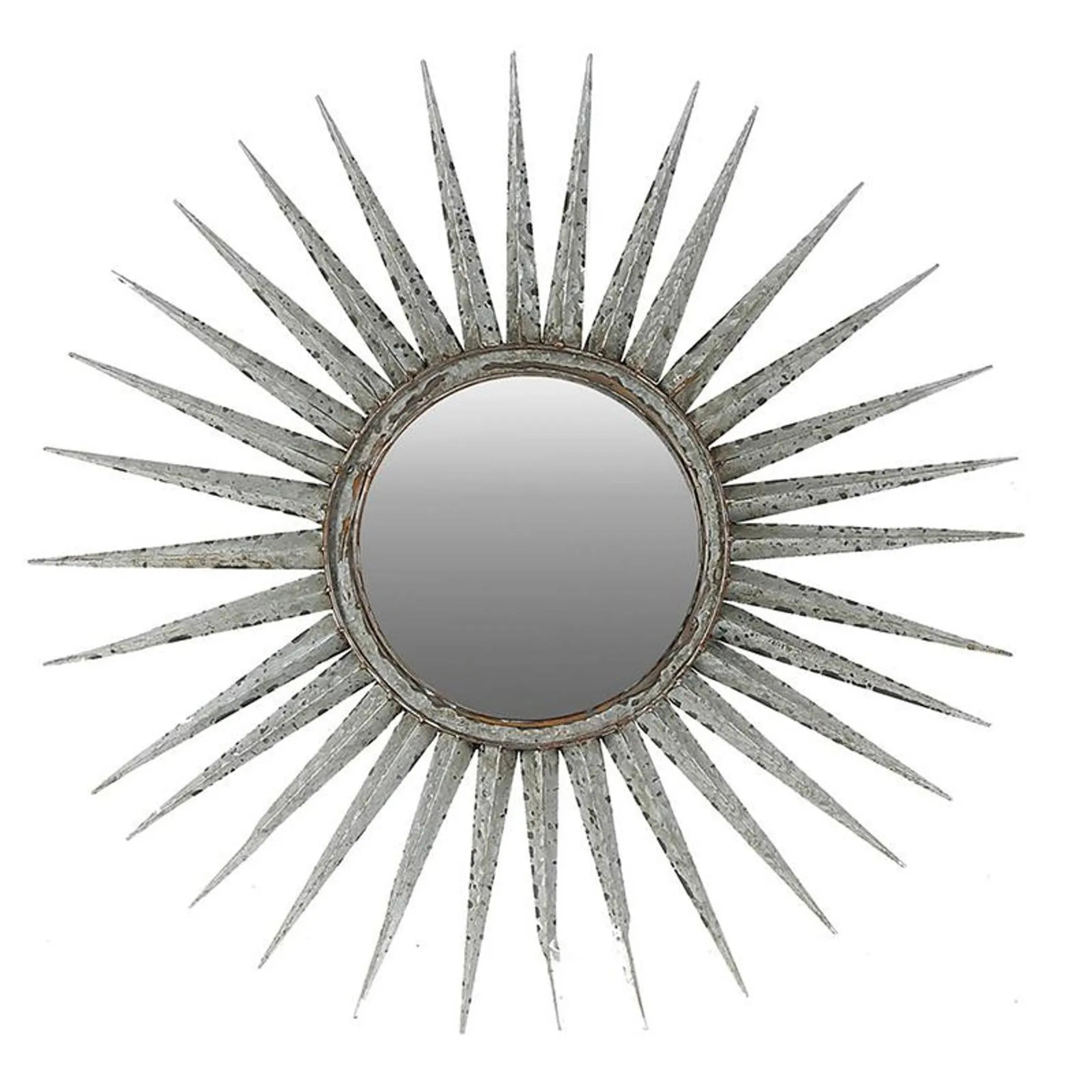 30″ Antiqued Silver Gray Sunburst Wall Mounted Accent Mirror — view 3