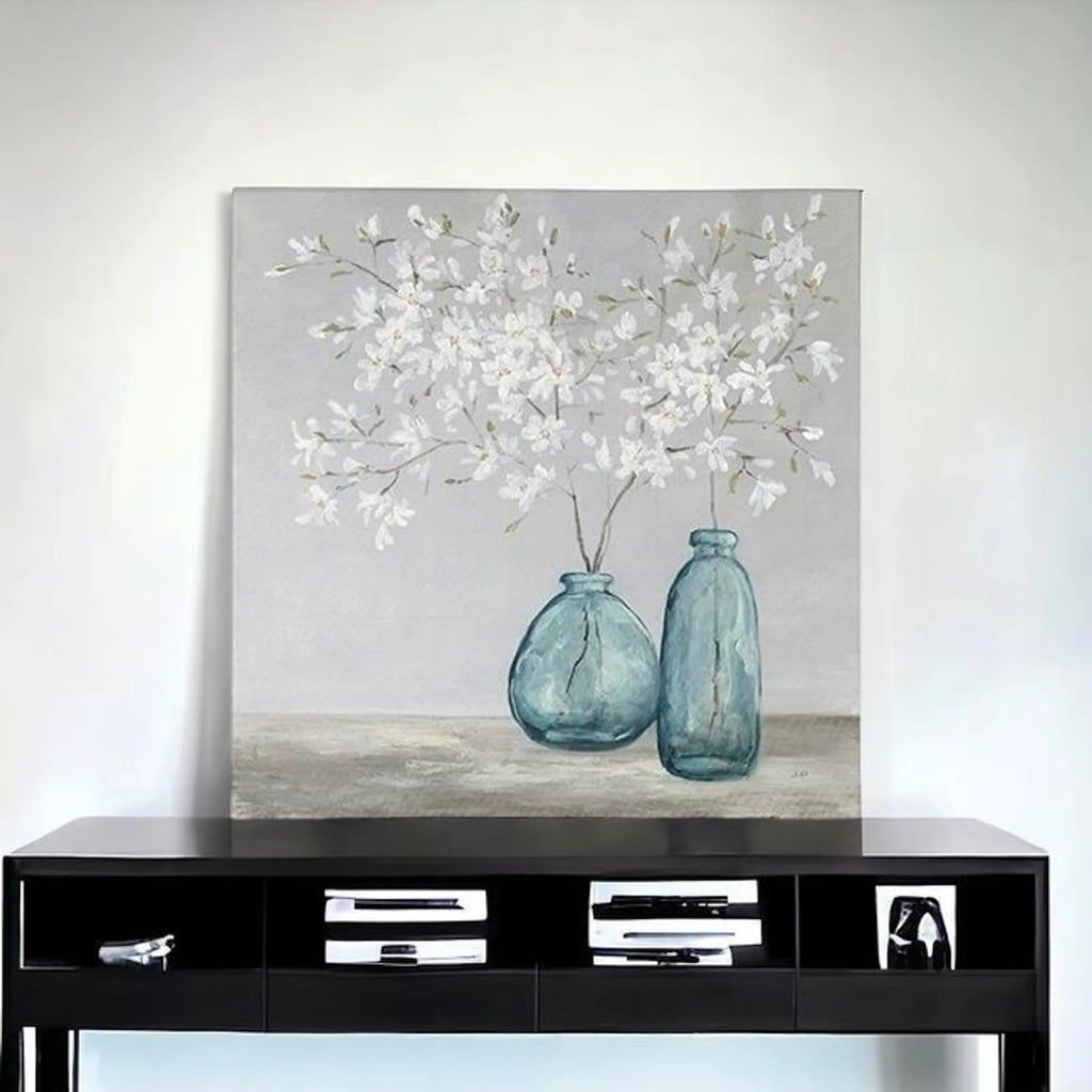 White Spring Flowers Unframed Print Wall Art — view 3