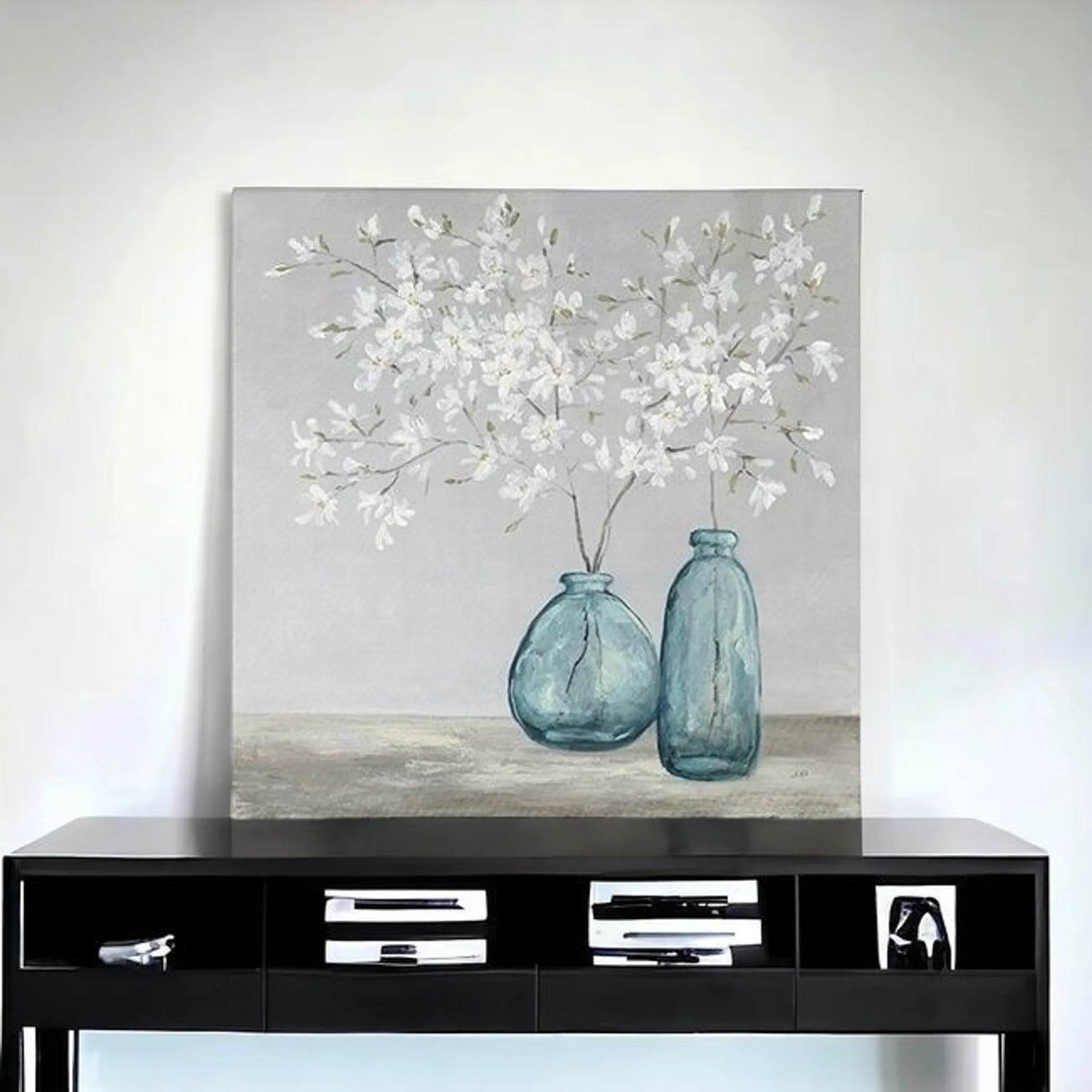 White Spring Flowers Unframed Print Wall Art — view 3