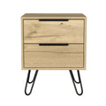 22″ Oak Two Drawer Faux Wood Nightstand