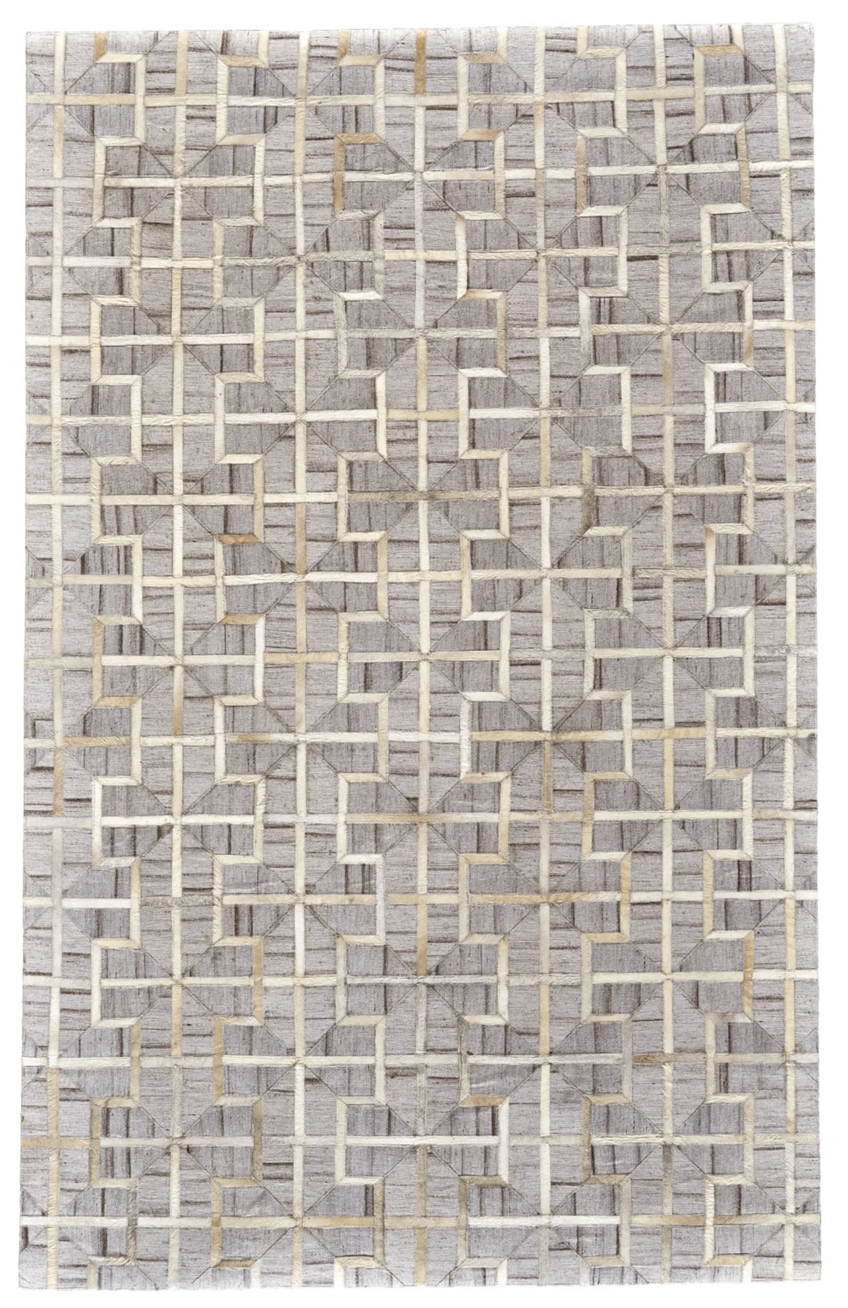 8′ X 11′ Gray Ivory And Brown Geometric Hand Woven Area Rug