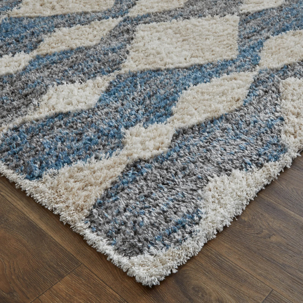 5′ X 8′ Ivory Gray And Blue Chevron Power Loom Stain Resistant Area Rug — view 4