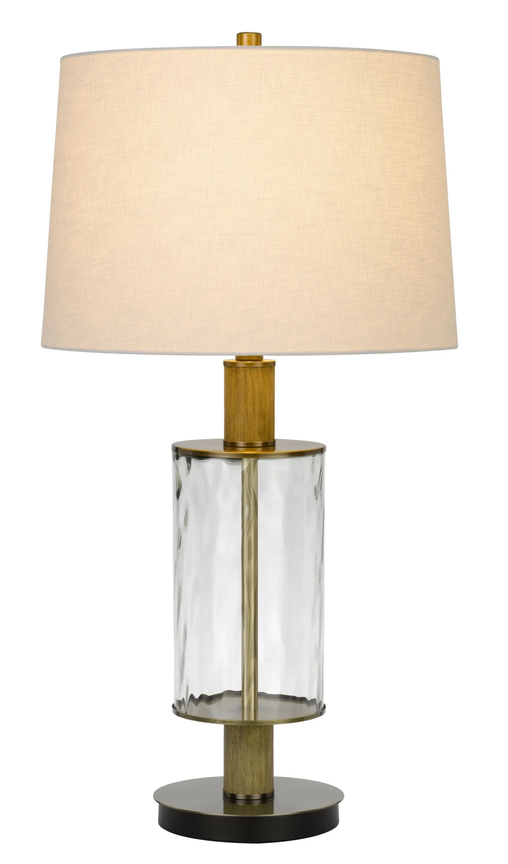31″ Clear Metal Table Lamp With White Empire Shade