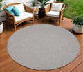 8′ Light Gray And Gray Round Geometric Indoor Outdoor Area Rug