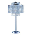 26″ Silver Glam Two Tier Chandelier USB Table Lamp