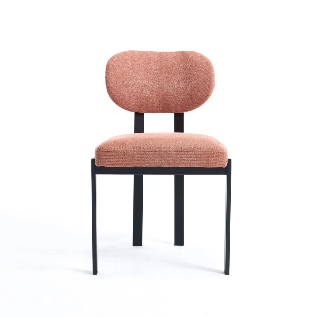 Set of Two Chenille And Metal Partially Open Back Dining Side Chairs — view 4