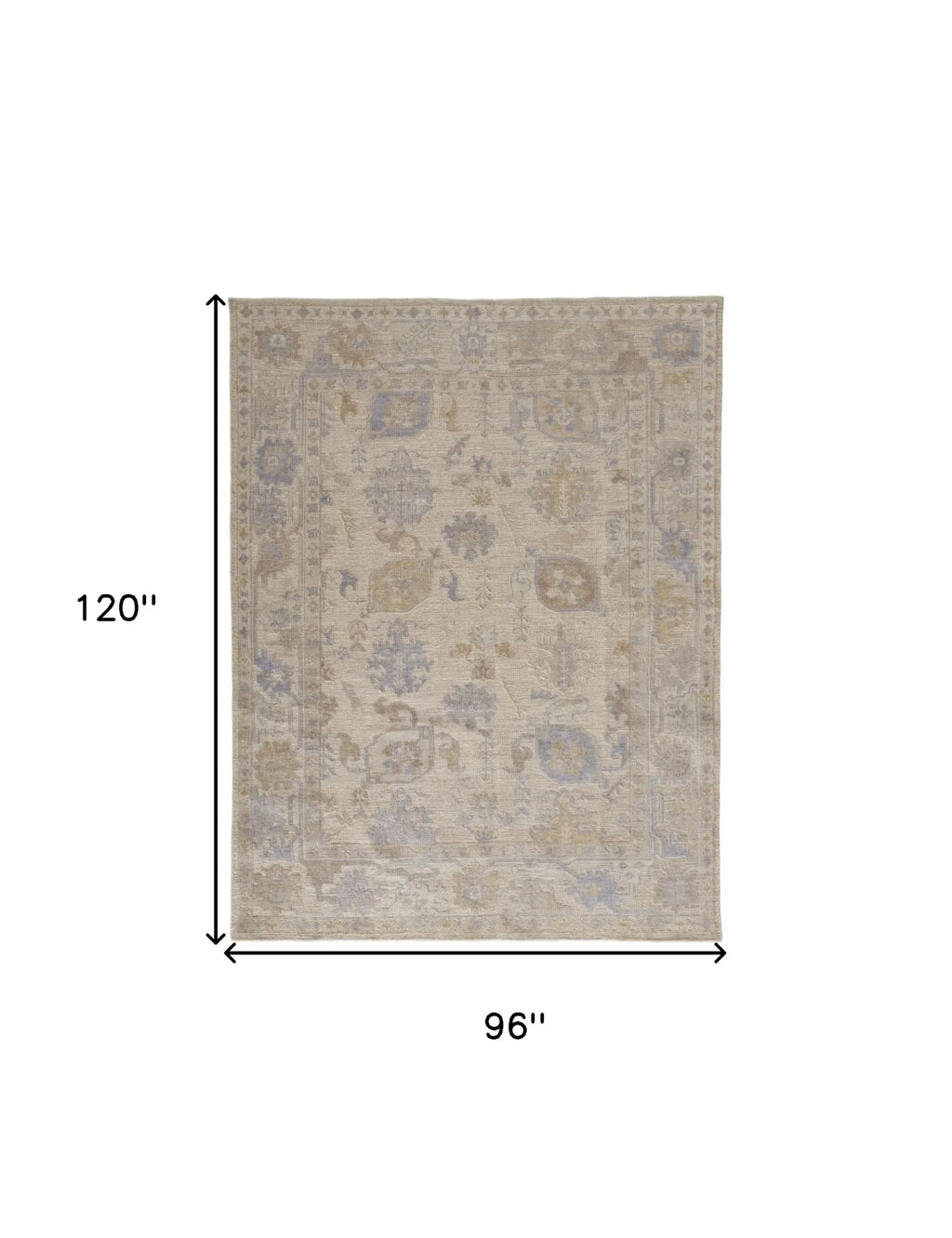 8′ X 10′ Blue and Ivory Floral Hand Knotted Area Rug — view 3