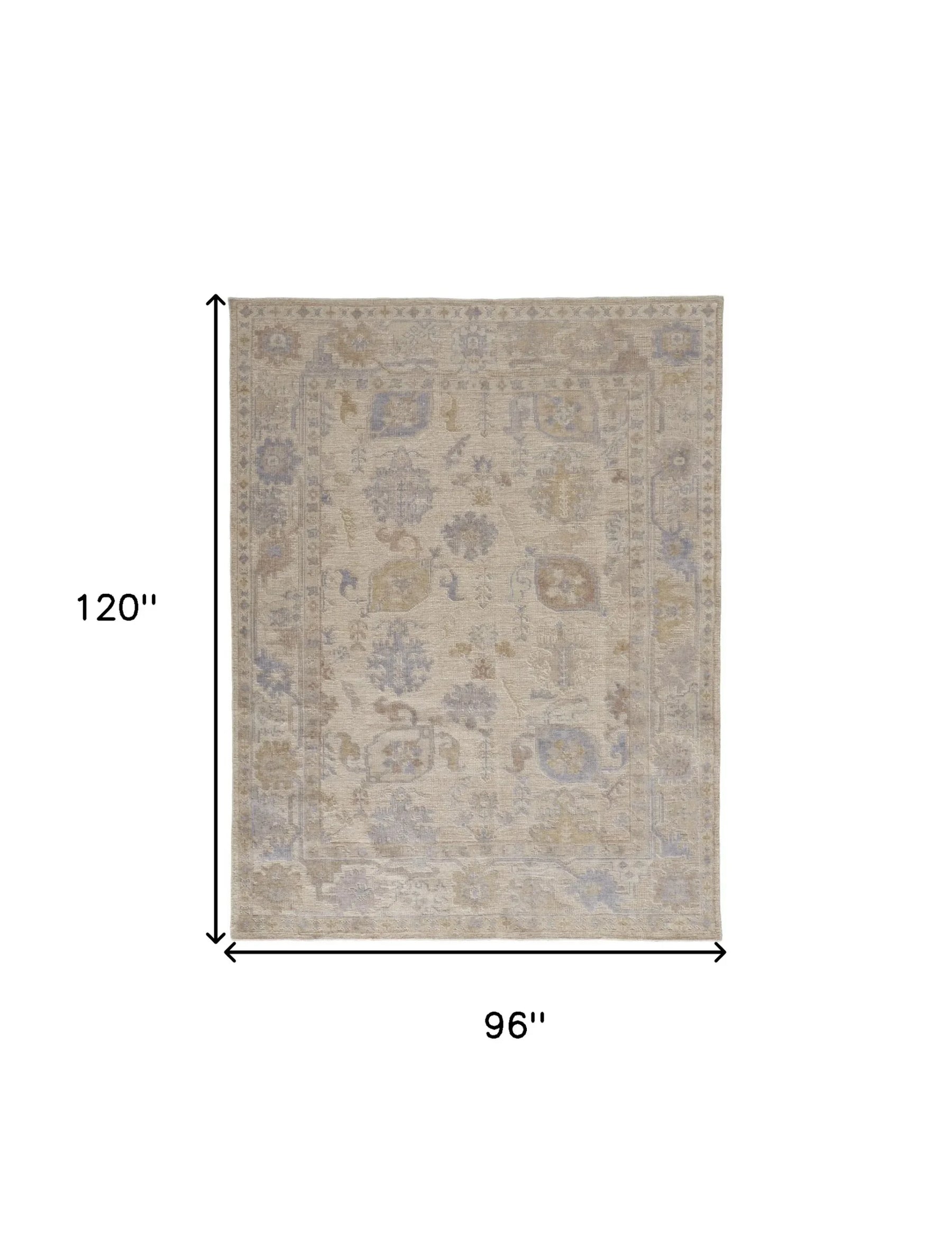 8′ X 10′ Blue and Ivory Floral Hand Knotted Area Rug — view 3