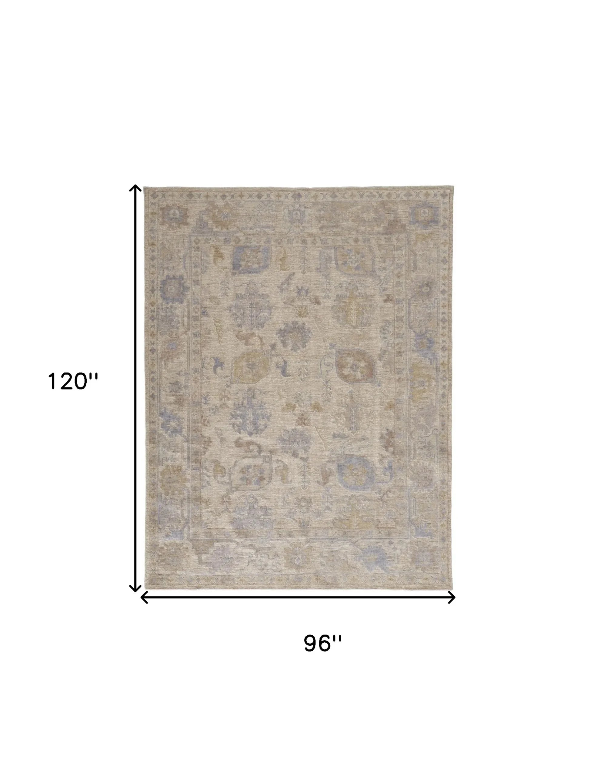 8′ X 10′ Blue and Ivory Floral Hand Knotted Area Rug — view 3
