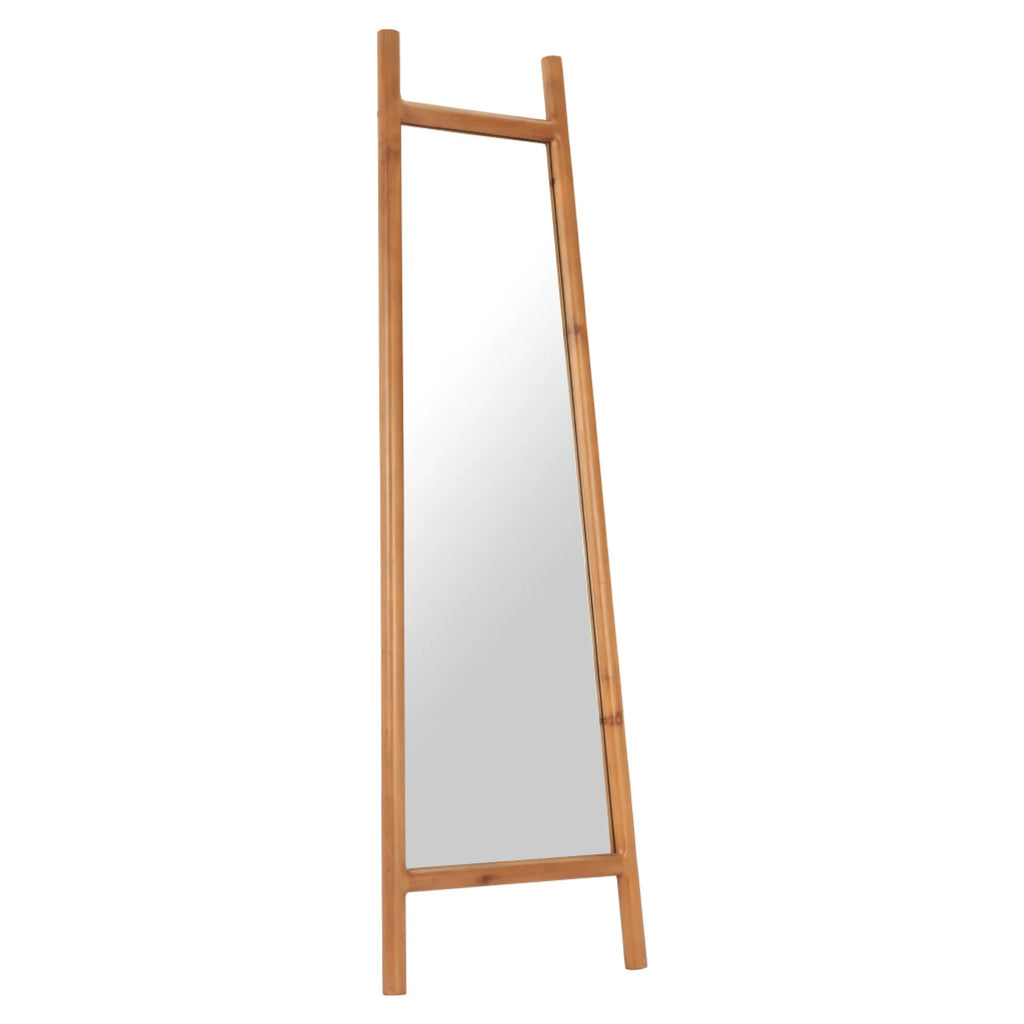 Wood Leaning Geometric Framed Standing Mirror — view 3