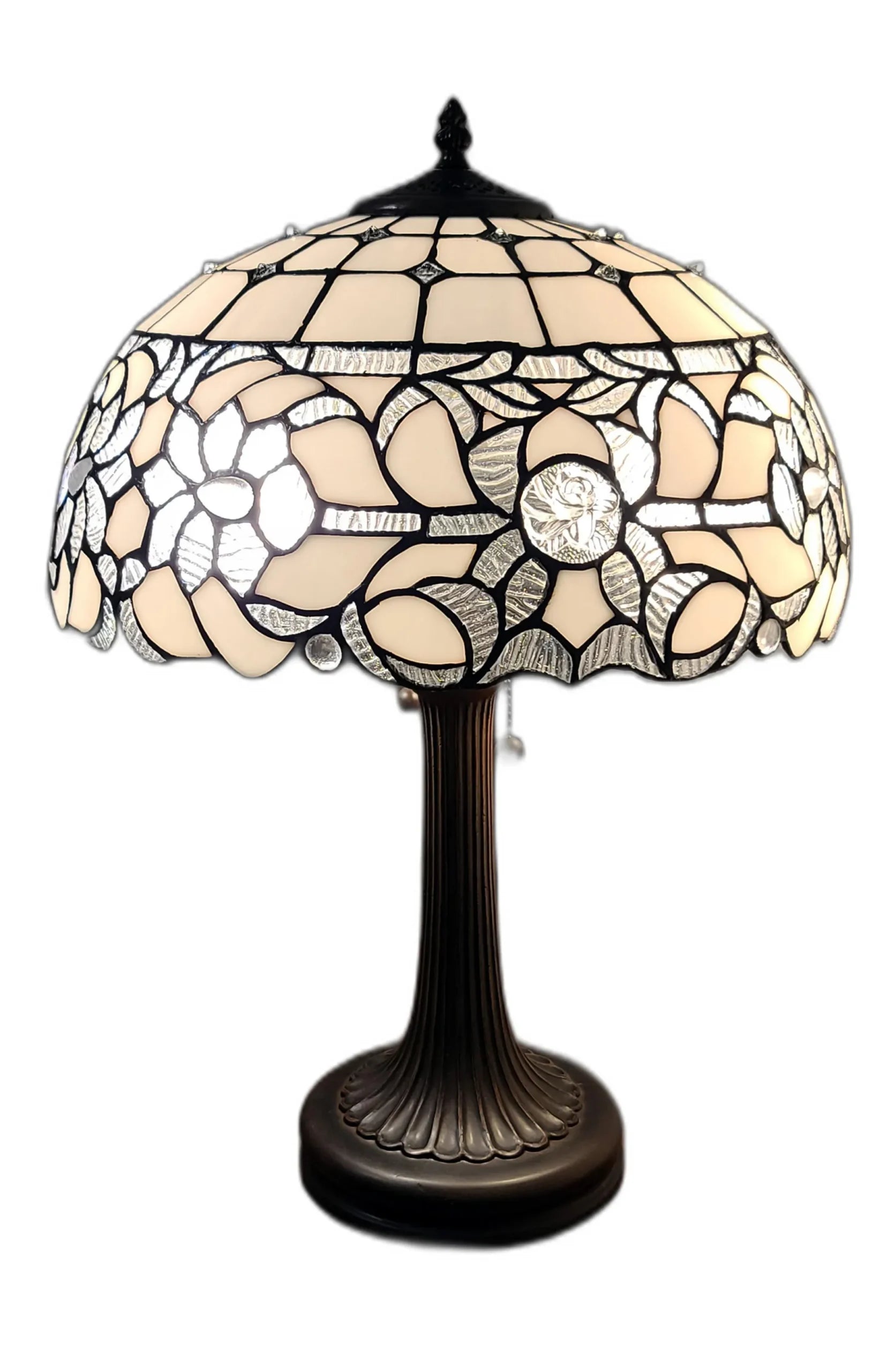 23″ Dark Brown Metal Two Light Candlestick Table Lamp With White Shade — view 2