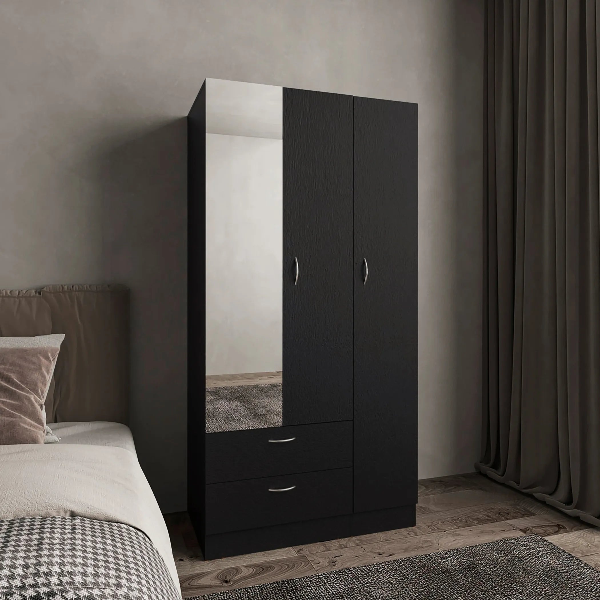 Vico 76″ High Armoire Wardrove Closet with 2 Drawers, Double Door Cabinet — view 4