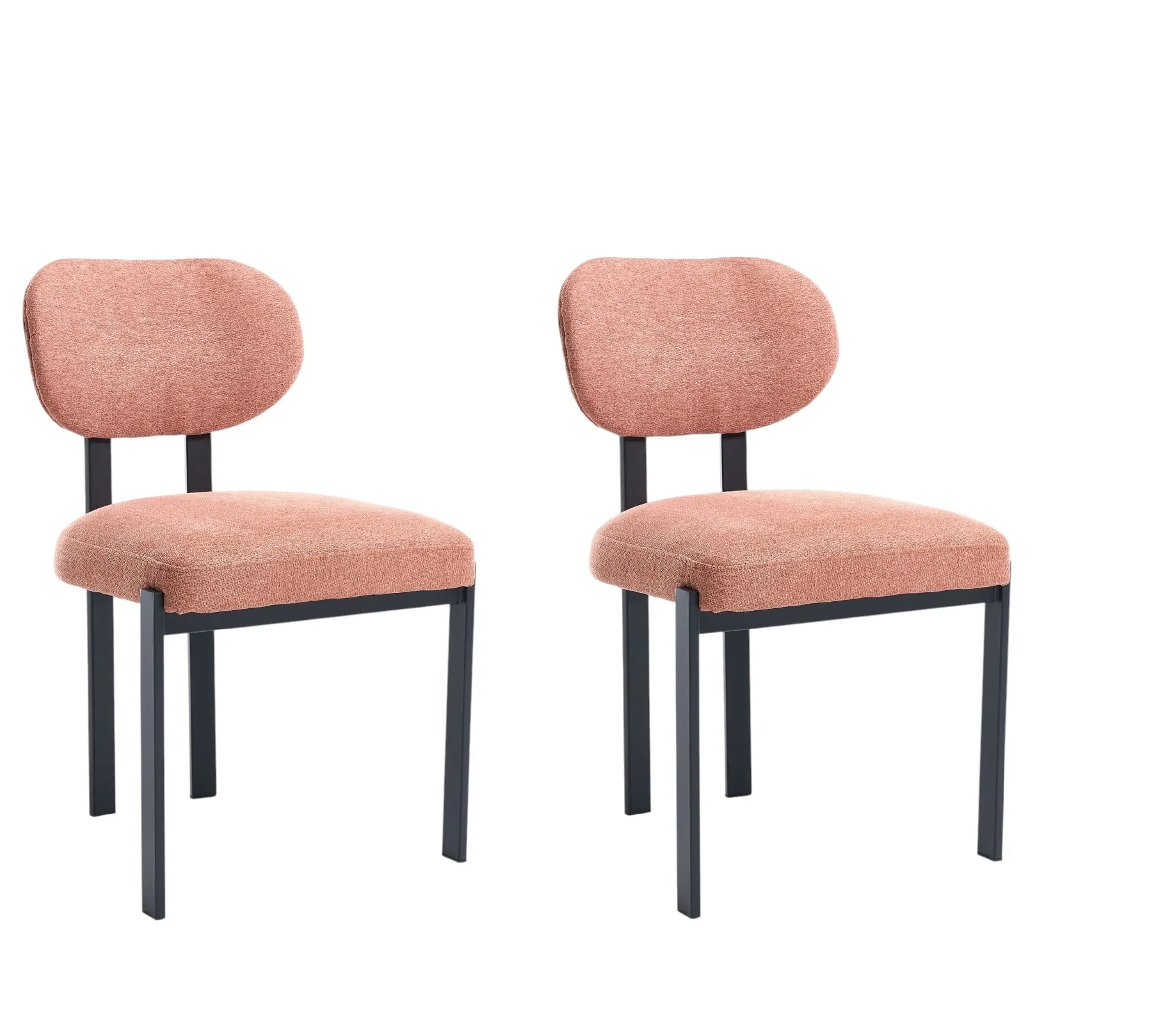 Set of Two Chenille And Metal Partially Open Back Dining Side Chairs — view 2
