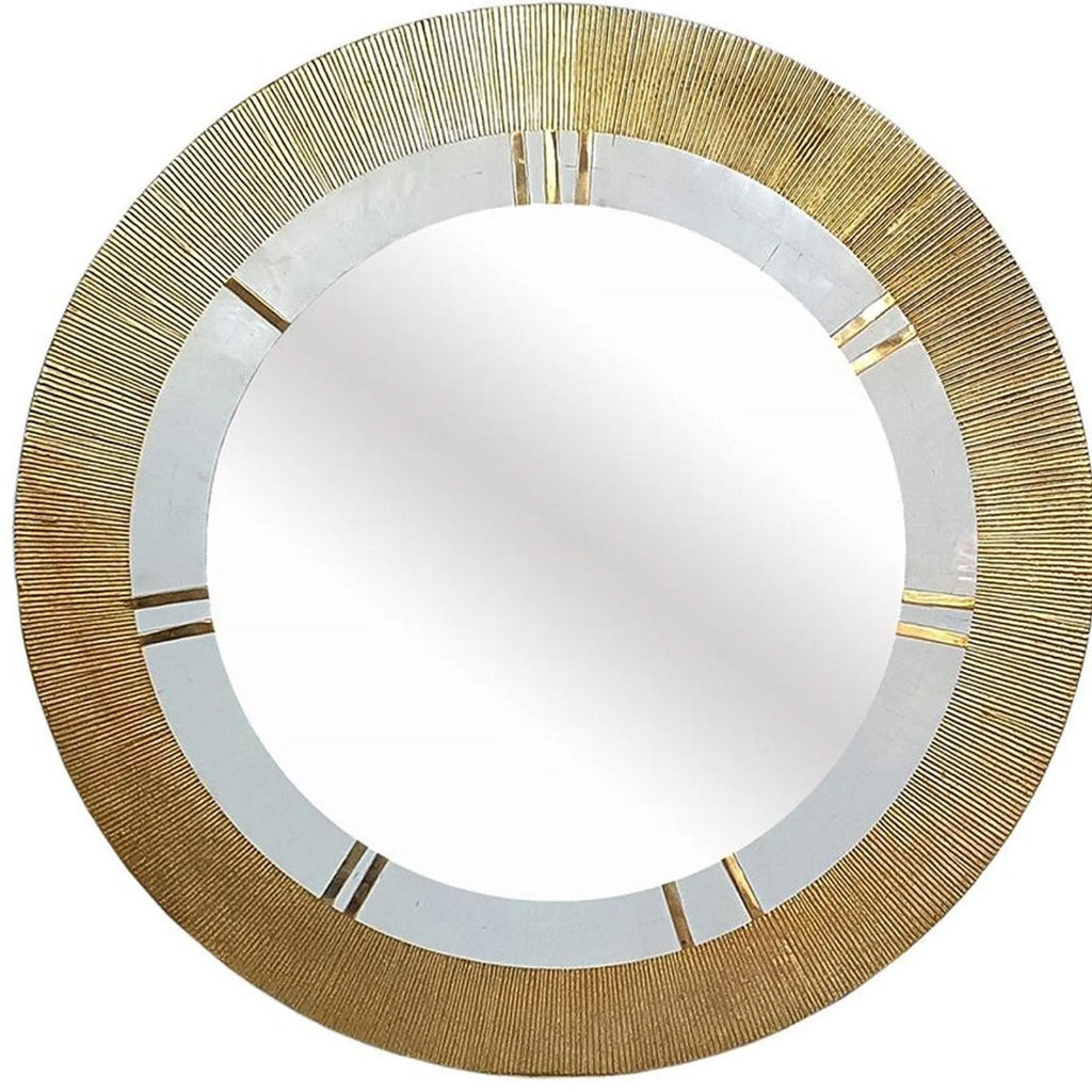 36″ Gold and White Round Aluminum Ribbed Edge Framed Accent Mirror — view 4