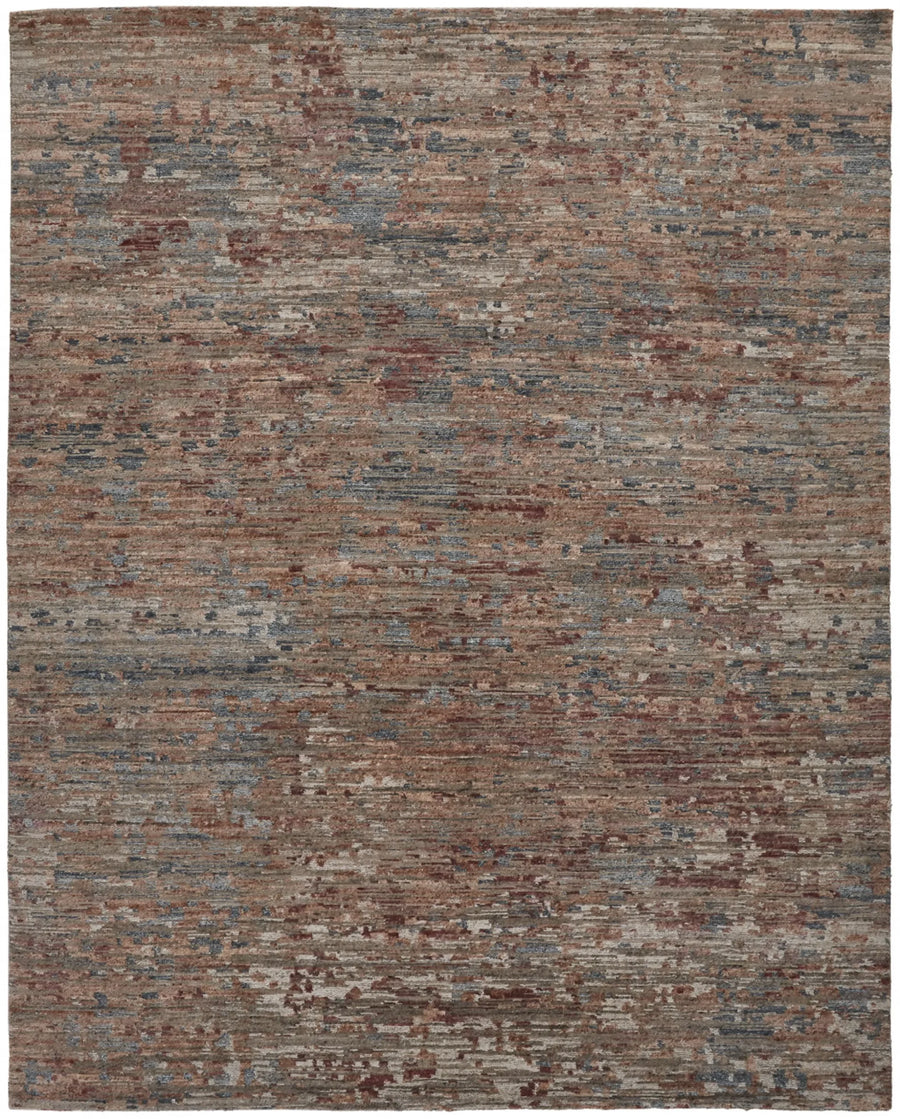 2′ X 3′ Blue and Red Wool Abstract Hand Knotted Area Rug — view 2