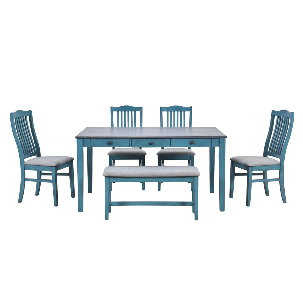 Mid-Century 6-Piece Wood Dining Table Set — view 4