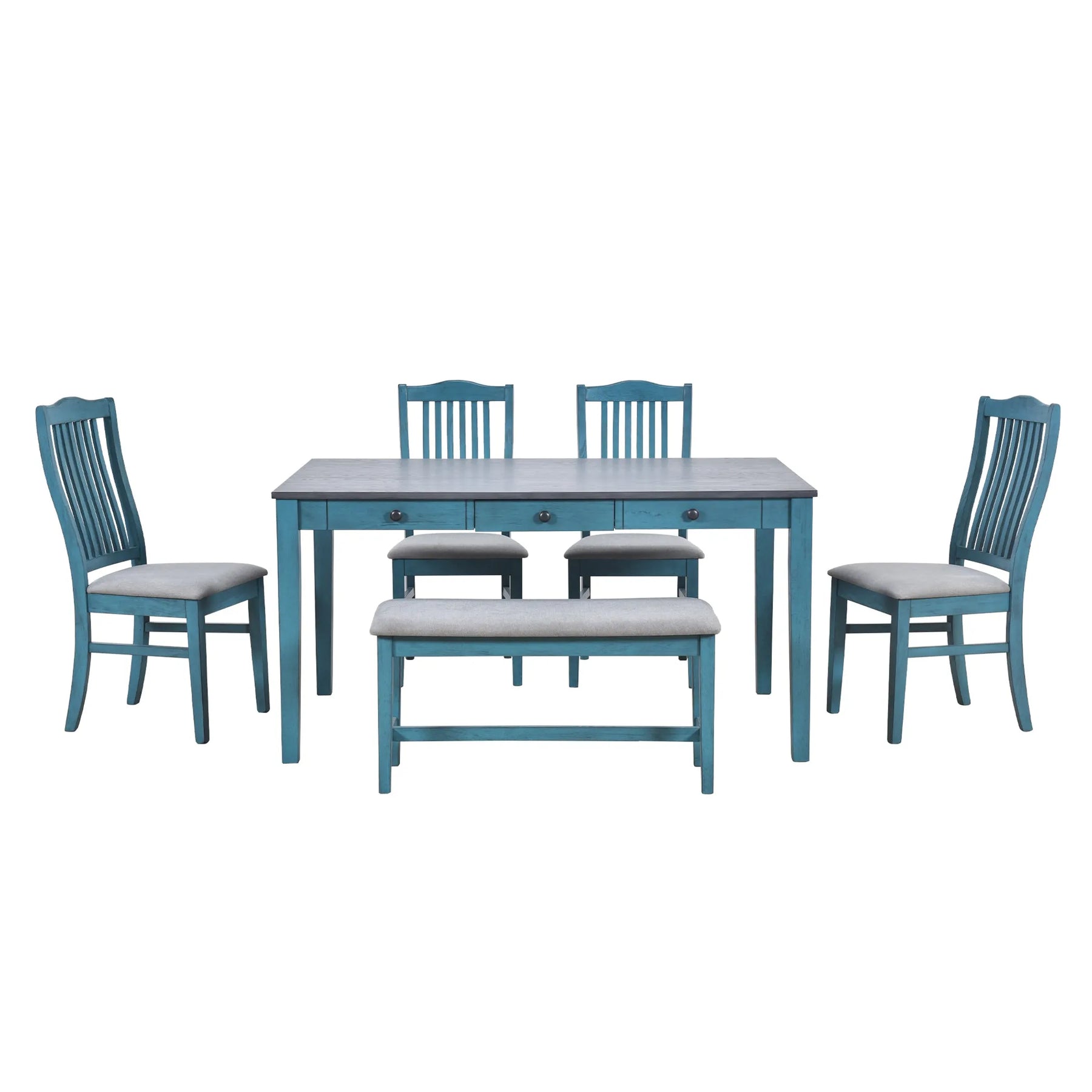 Mid-Century 6-Piece Wood Dining Table Set — view 4