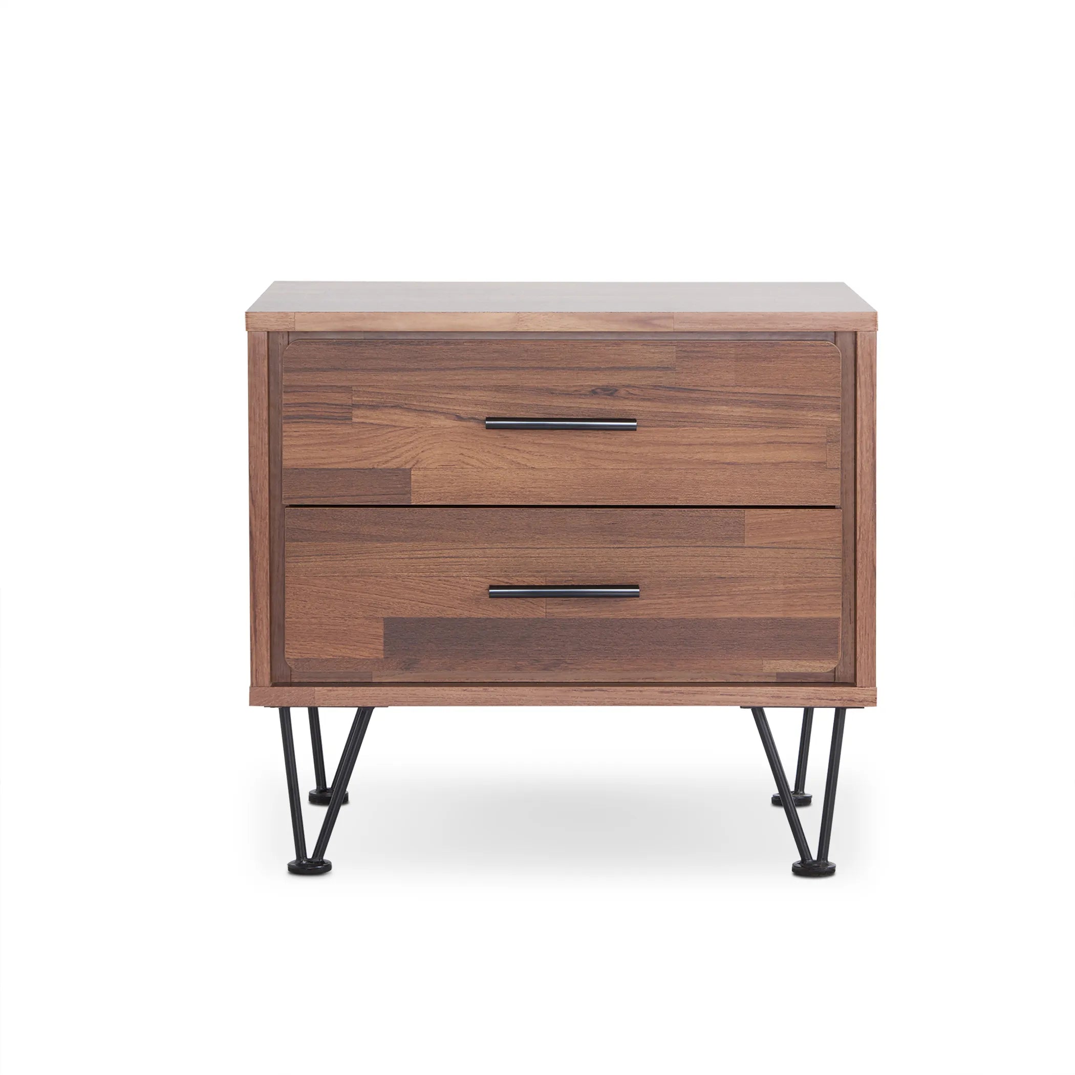 18″ Brown Two Drawers Metal Nightstand — view 4