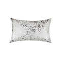 Set of Two 12″ X 20″ Gray and Silver Abstract Cowhide Lumbar Throw Pillows with Glitter