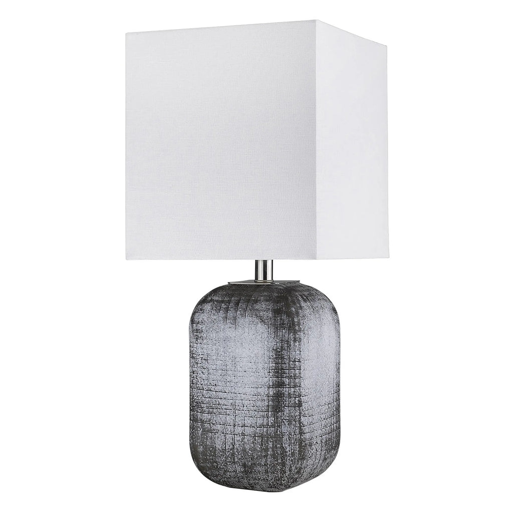 25″ Blue and Gray Ceramic Table Lamp With White Square Shade — view 4