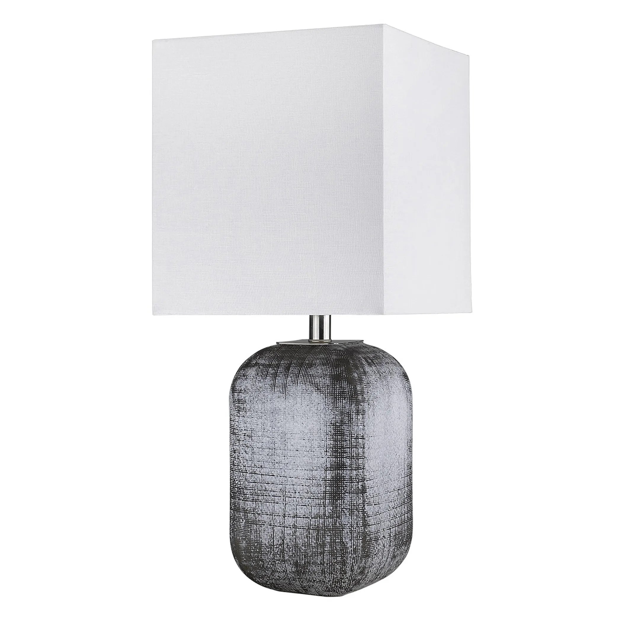 25″ Blue and Gray Ceramic Table Lamp With White Square Shade — view 4