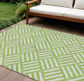 10′ X 14′ Lime Green And Ivory Geometric Washable Indoor Outdoor Area Rug