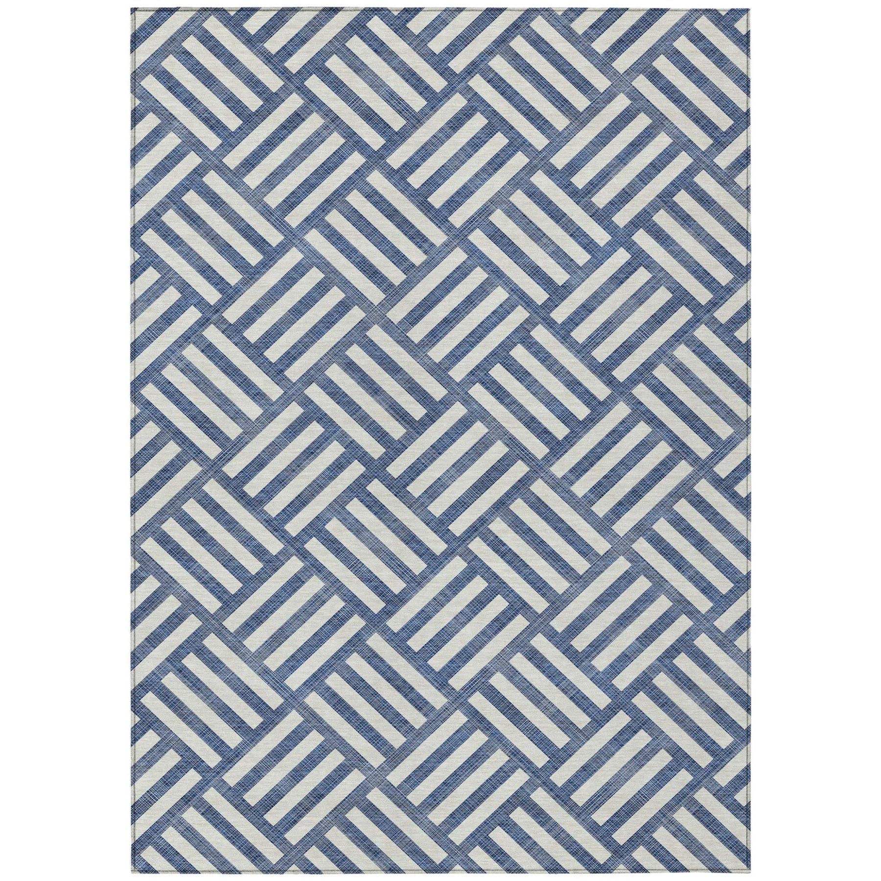 10′ X 14′ Navy Blue And Ivory Geometric Washable Indoor Outdoor Area Rug — view 2