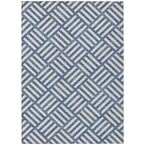 10′ X 14′ Navy Blue And Ivory Geometric Washable Indoor Outdoor Area Rug — view 2