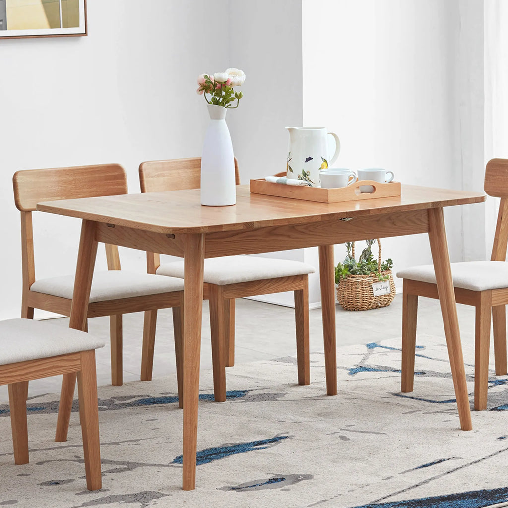Natural Solid Oak Round Corner Dining Table — view 3
