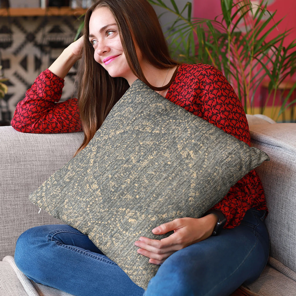 Plutus Blue Hidden Planet Medallion Luxury Throw Pillow — view 2