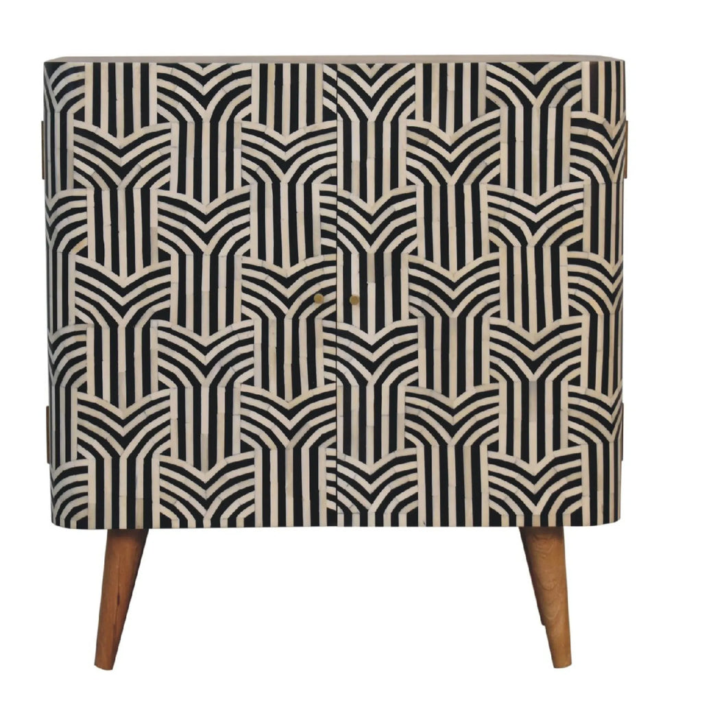 Solid Wood And Inlaid Bone Textured Accent Cabinet With Two Doors — view 2
