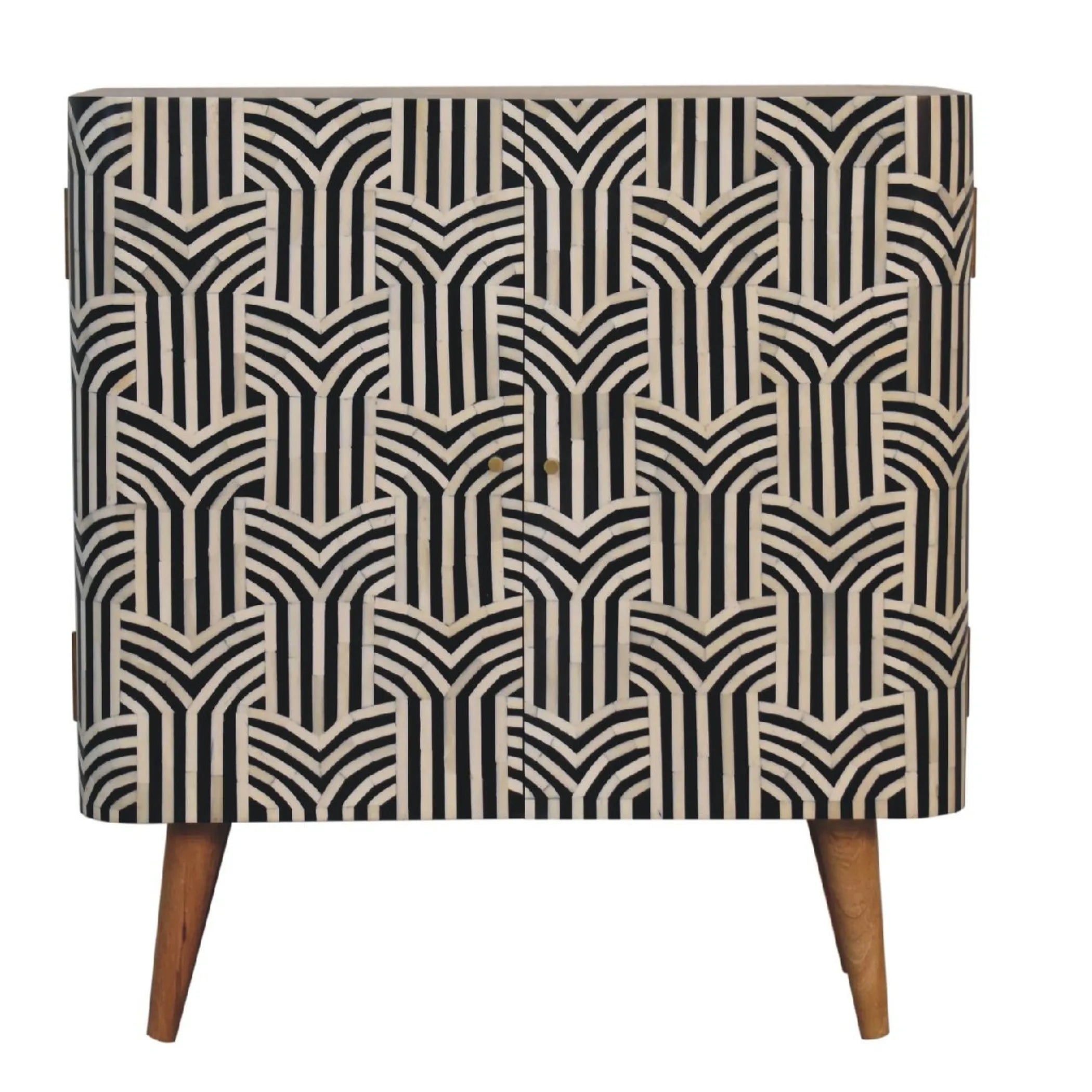 Solid Wood And Inlaid Bone Textured Accent Cabinet With Two Doors — view 2