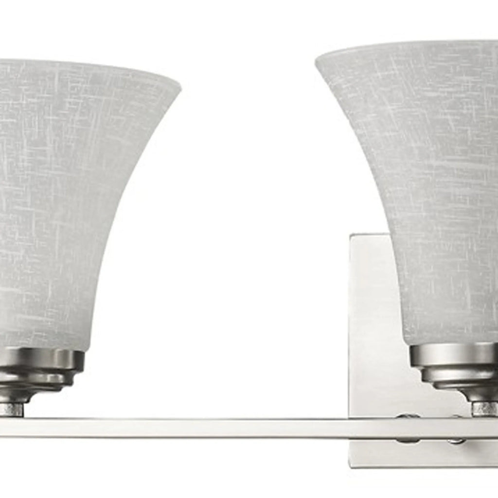 Three Light Silver Wall Light with Tapered Glass Shade — view 4
