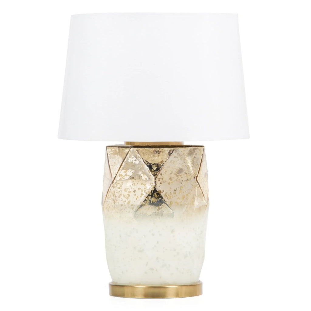22″ White and Gold Mercury Glass Table Lamp With White Cone Shade — view 2