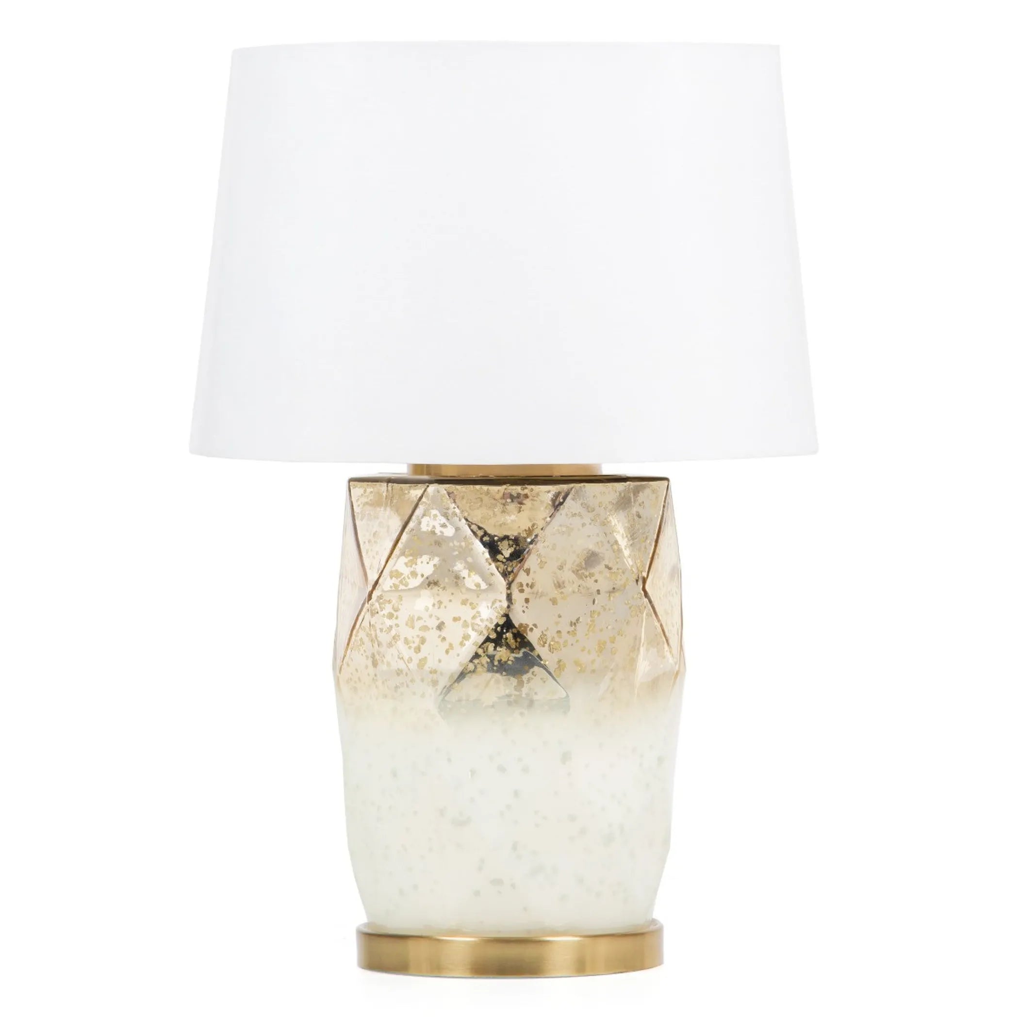 22″ White and Gold Mercury Glass Table Lamp With White Cone Shade — view 2