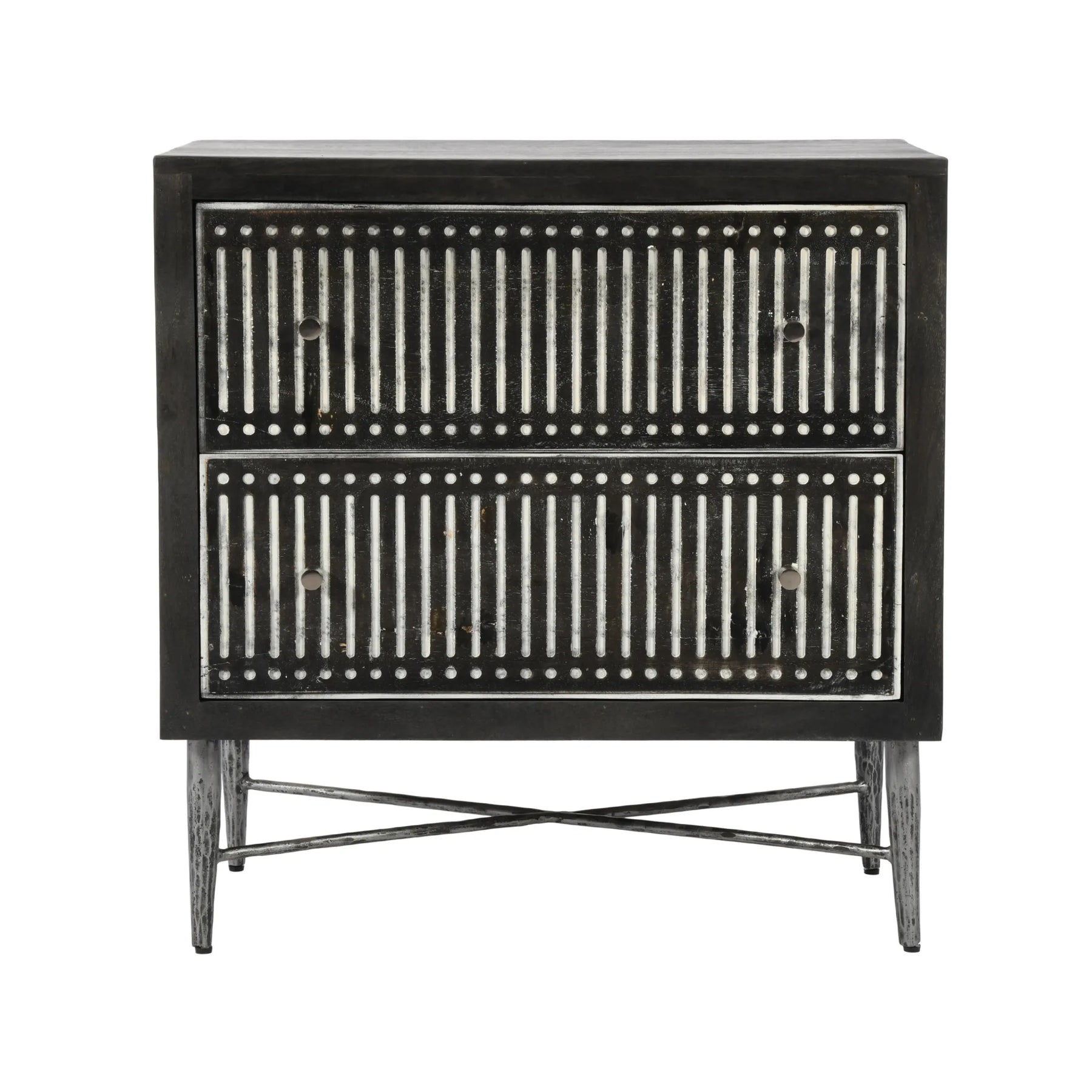 28″ Antique Brown Two Drawer Nightstand — view 3
