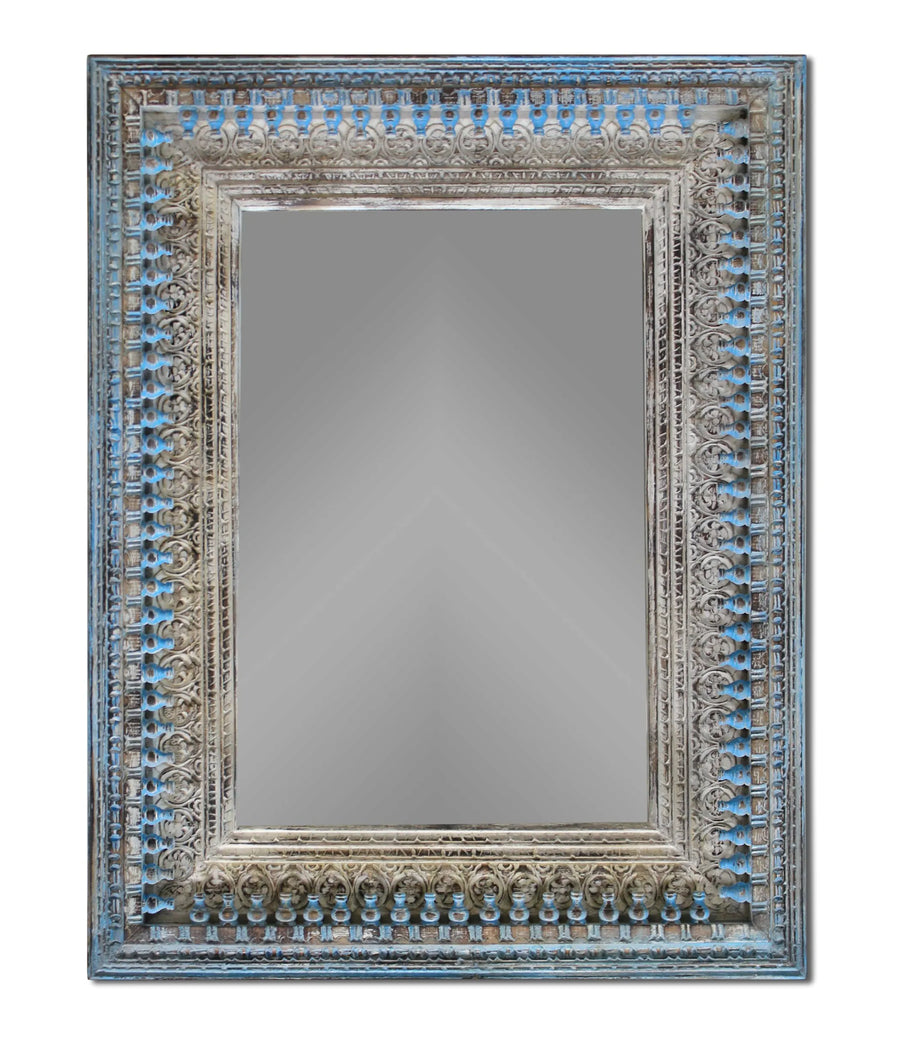 50″ Blue and Silver Solid Wood Framed Accent Mirror — view 2