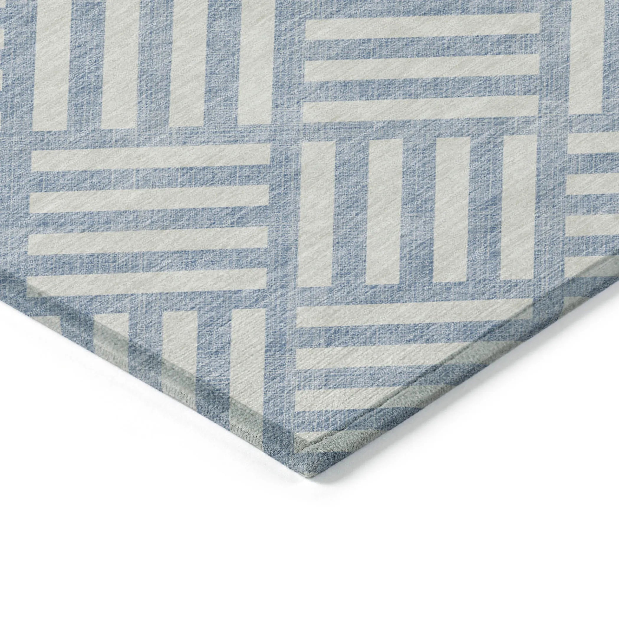 10′ X 14′ Sky Blue And Ivory Geometric Washable Indoor Outdoor Area Rug — view 4