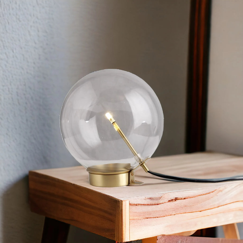 11″ Brass Metal Globe Table Lamp — view 3