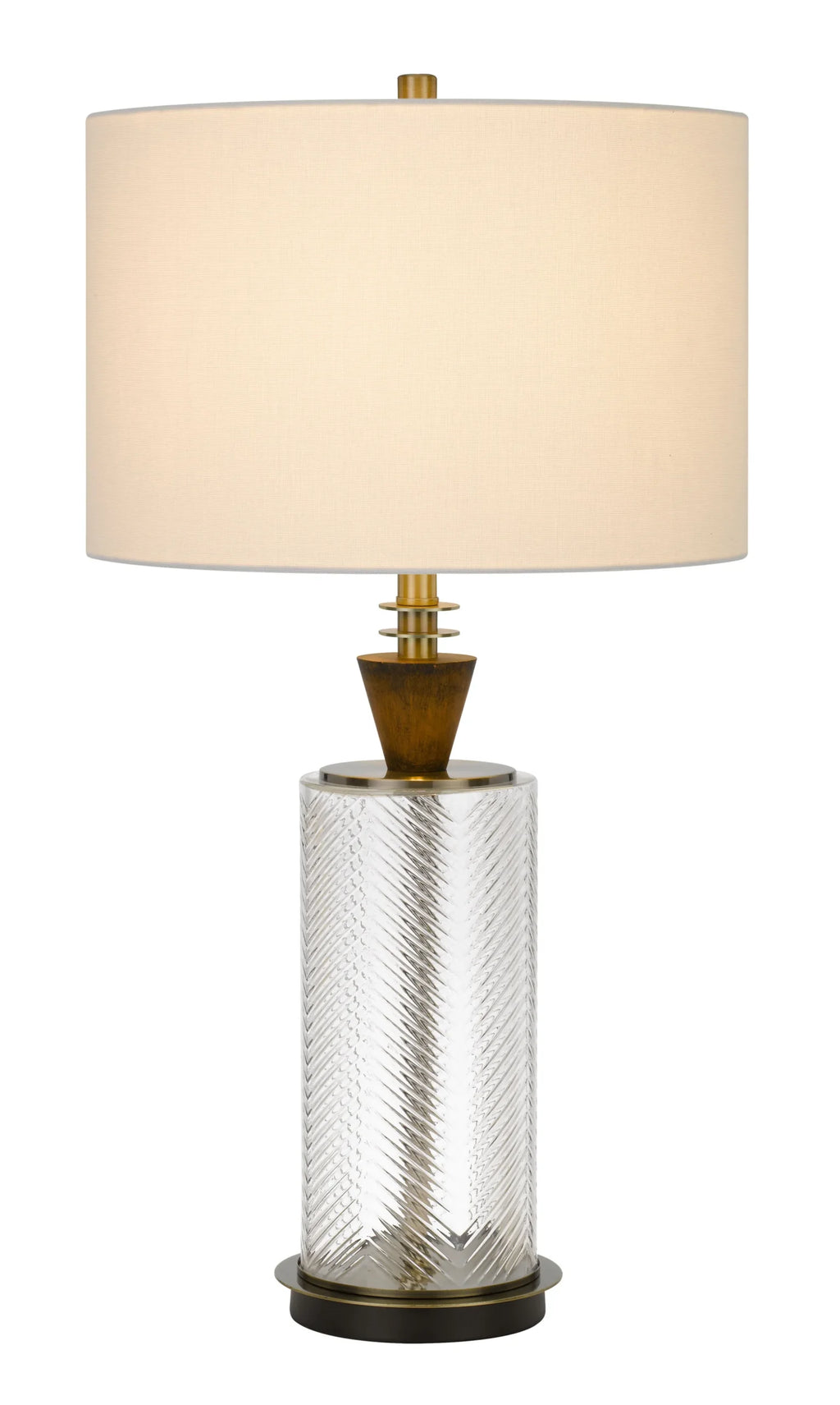 30″ Clear Metal Table Lamp With White Empire Shade