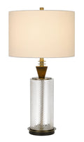 30″ Clear Metal Table Lamp With White Empire Shade